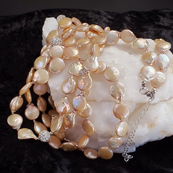 GG Unique Jewelry Jewelry - Freshwater Natural Coin Pearls Long Necklace